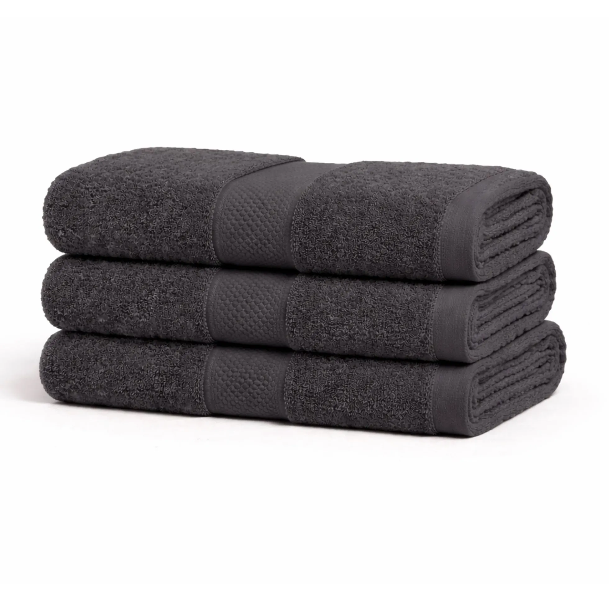 Bomulds håndklæde - 100% bomuld - 50x100 cm - Diamant - Antracit grå