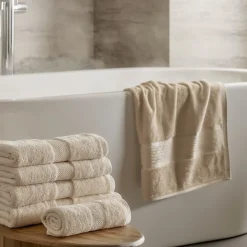 Bomulds håndklæde - 100% bomuld - 50x100 cm - Diamant - Creme