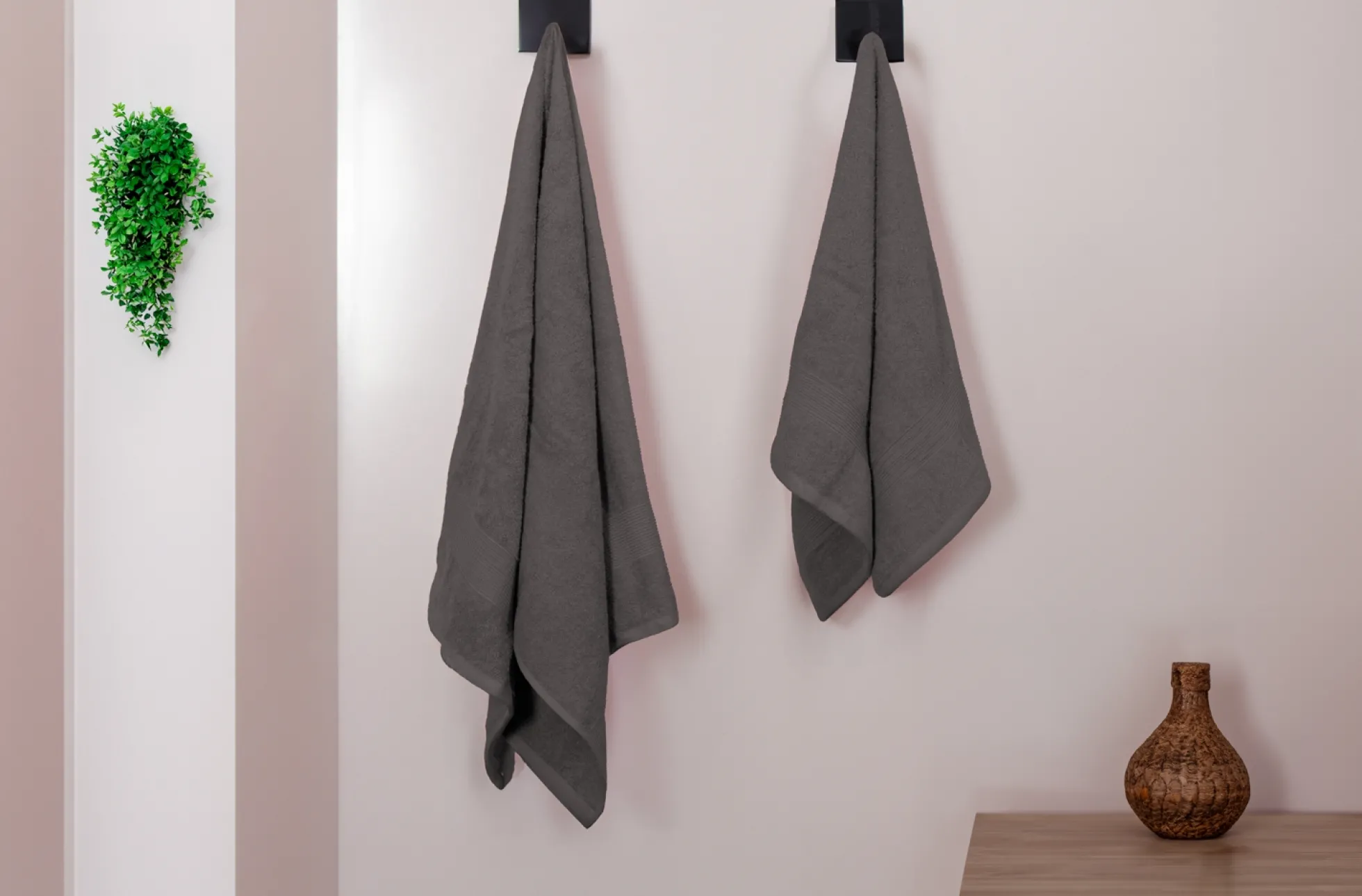 Bomulds håndklæde - 100% bomuld - 50x100 cm - Grå