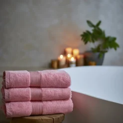 Bomulds håndklæde - 100% bomuld - 50x100 cm - Rosa