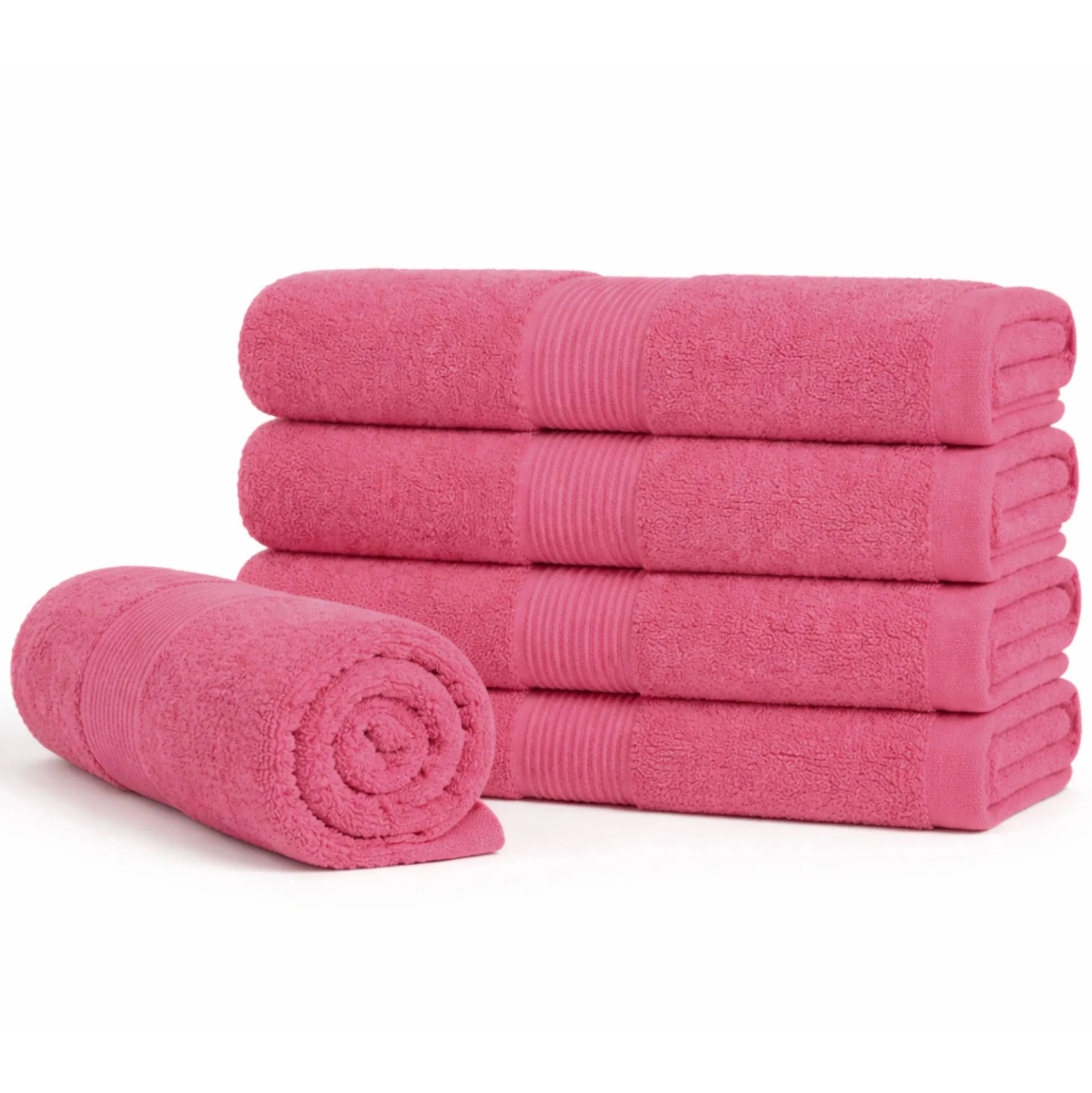Bomulds håndklæde - 100% bomuld - 50x100 cm - Rosa