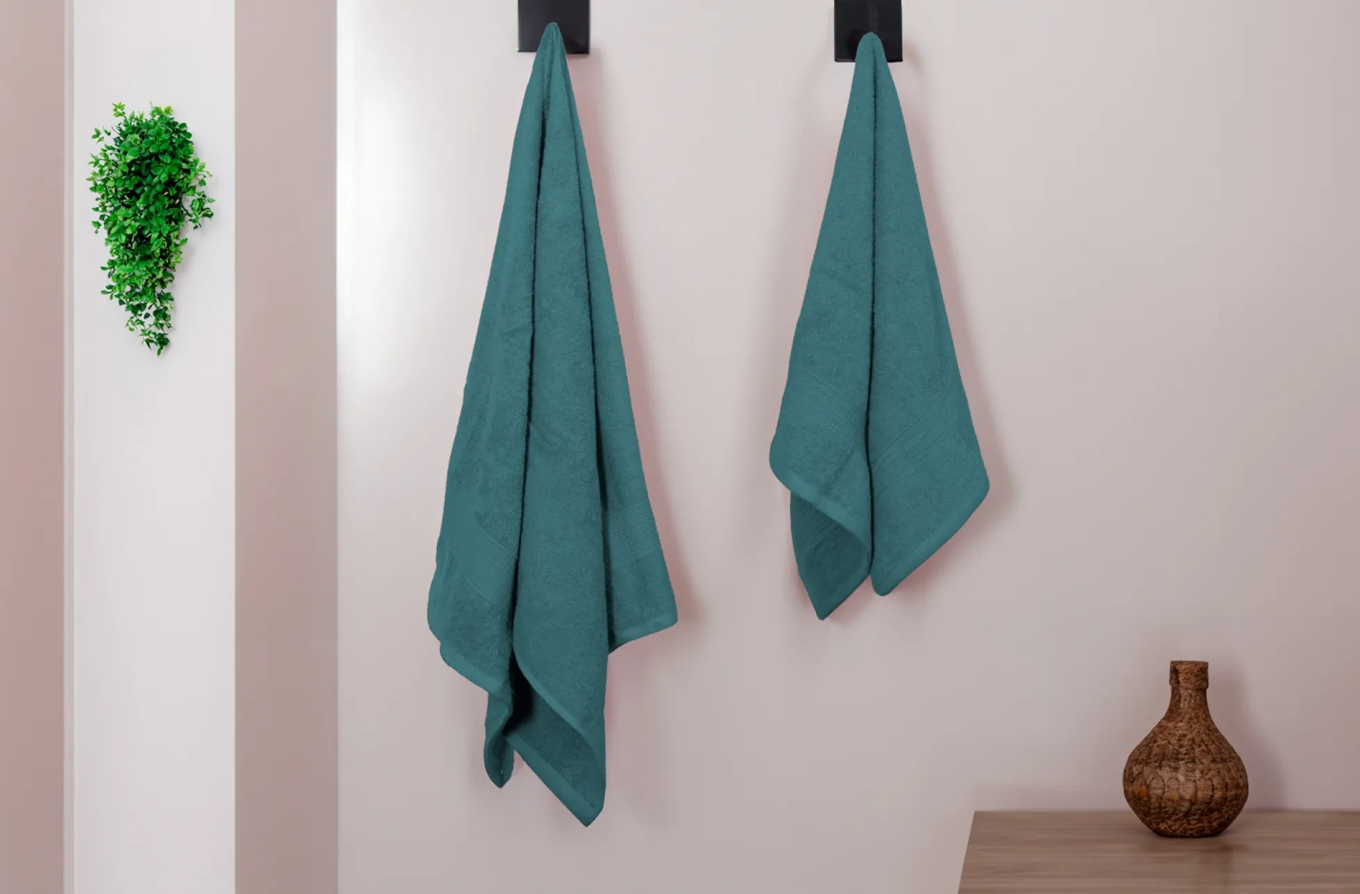 Bomulds håndklæde - 100% bomuld - 50x100 cm - Turkis