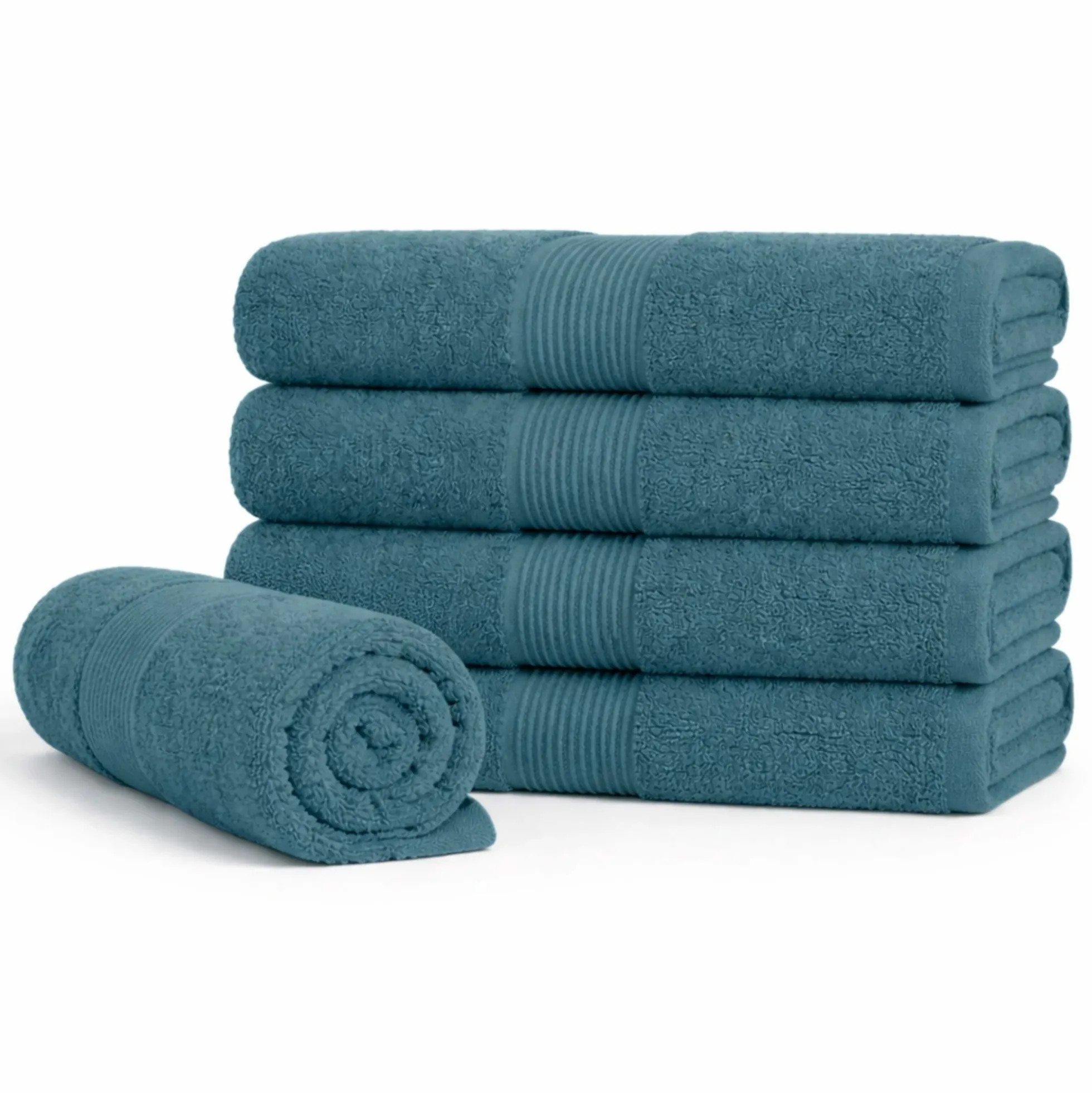 Bomulds håndklæde - 100% bomuld - 50x100 cm - Turkis