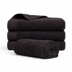 Bomulds håndklæde - 100% bomuld - 50x100 cm - Valmue - Sort