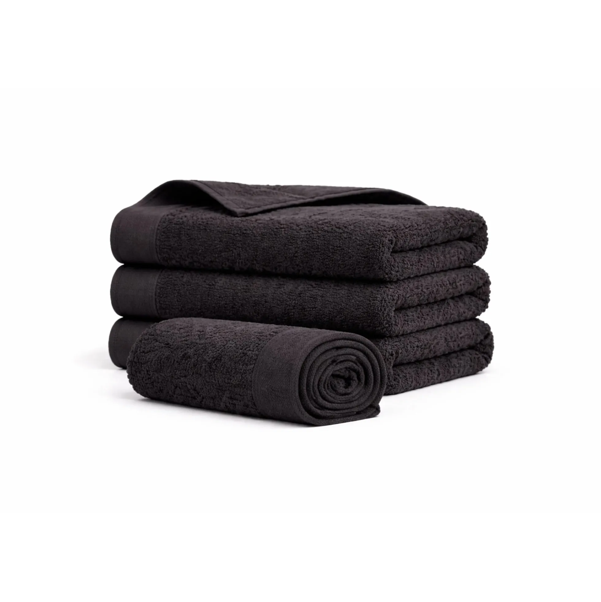 Bomulds håndklæde - 100% bomuld - 50x100 cm - Valmue - Sort