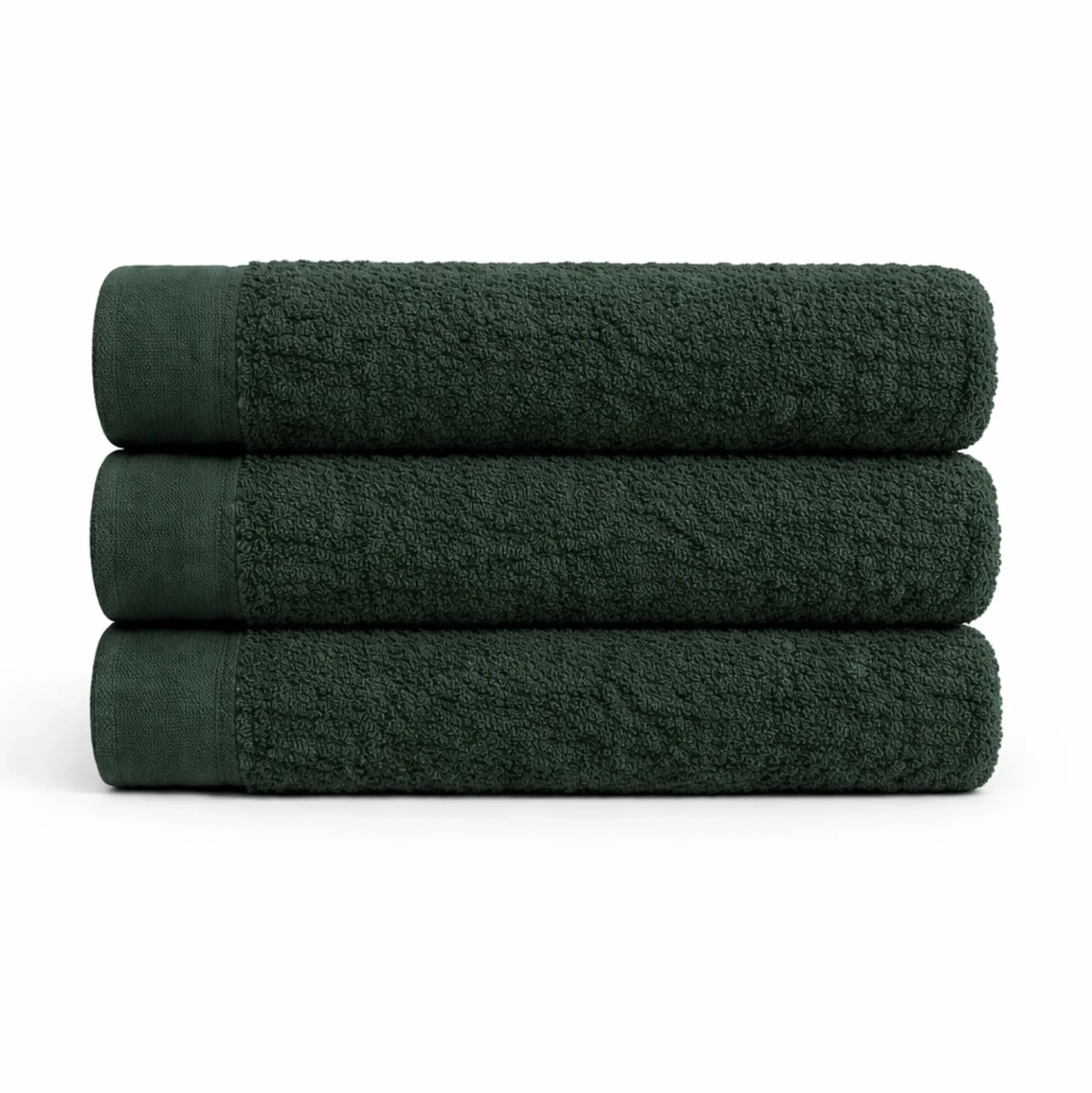 Bomulds håndklæde - 100% bomuld - 50x100 cm - Valmue - Mørkegrøn