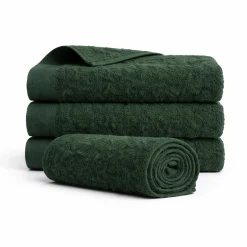 Bomulds håndklæde - 100% bomuld - 50x100 cm - Valmue - Mørkegrøn