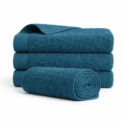 Bomulds håndklæde - 100% bomuld - 50x100 cm - Valmue - Mørkeblå