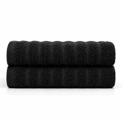 Bomulds håndklæder - 100% kæmmet bomuld - Badehåndklæder 70x140 cm - 2-pak - Sort
