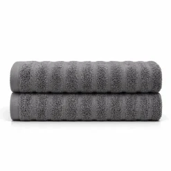 Bomulds håndklæder - 100% kæmmet bomuld - Badehåndklæder 70x140 cm - 2-pak - Mørkegrå