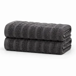 Bomulds håndklæder - 100% kæmmet bomuld - Badehåndklæder 70x140 cm - 2-pak - Mørkegrå