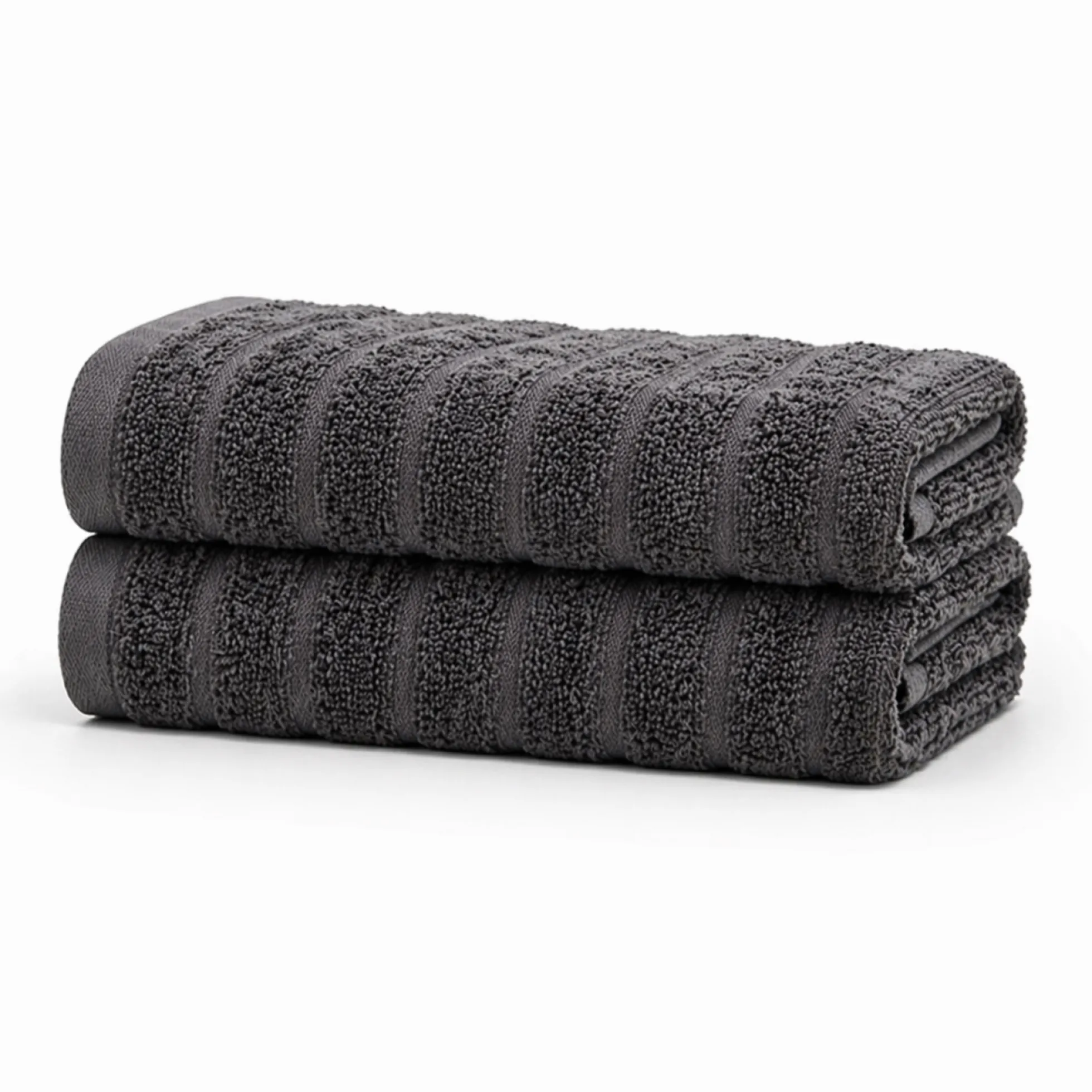 Bomulds håndklæder - 100% kæmmet bomuld - Badehåndklæder 70x140 cm - 2-pak - Mørkegrå