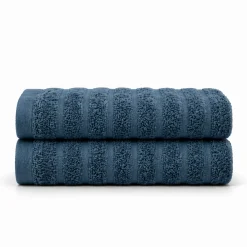 Bomulds håndklæder - 100% kæmmet bomuld - Badehåndklæder 70x140 cm - 2-pak - Blå