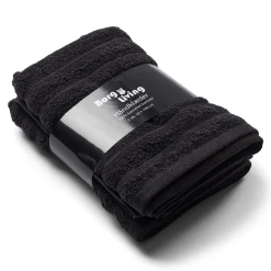 Bomulds håndklæder - 100% kæmmet bomuld - 50x100 cm - 2-pak - Sort