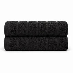 Bomulds håndklæder - 100% kæmmet bomuld - 50x100 cm - 2-pak - Sort