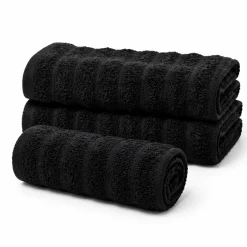 Bomulds håndklæder - 100% kæmmet bomuld - 50x100 cm - 2-pak - Sort