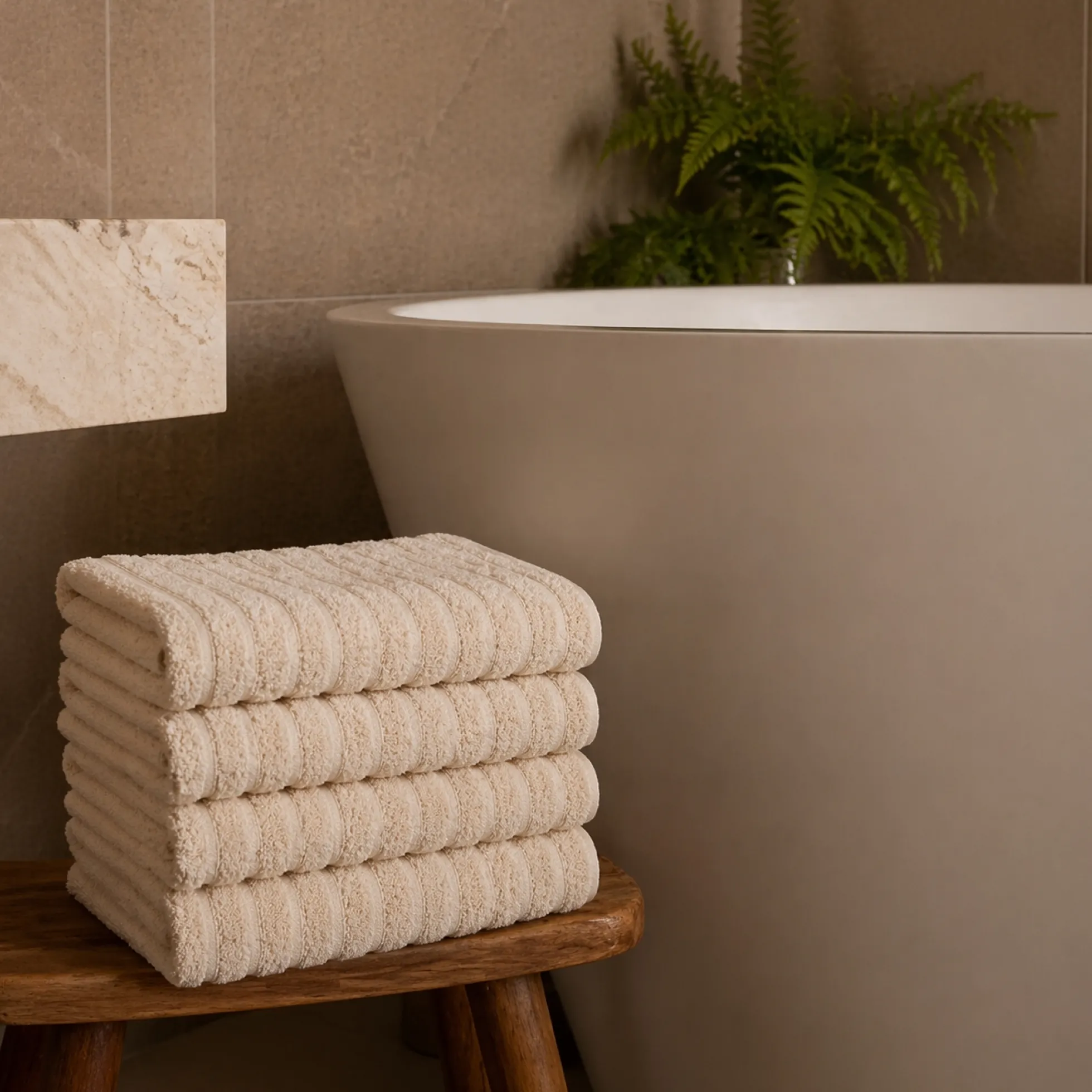 Bomulds håndklæder - 100% kæmmet bomuld - 50x100 cm - 2-pak - Sand
