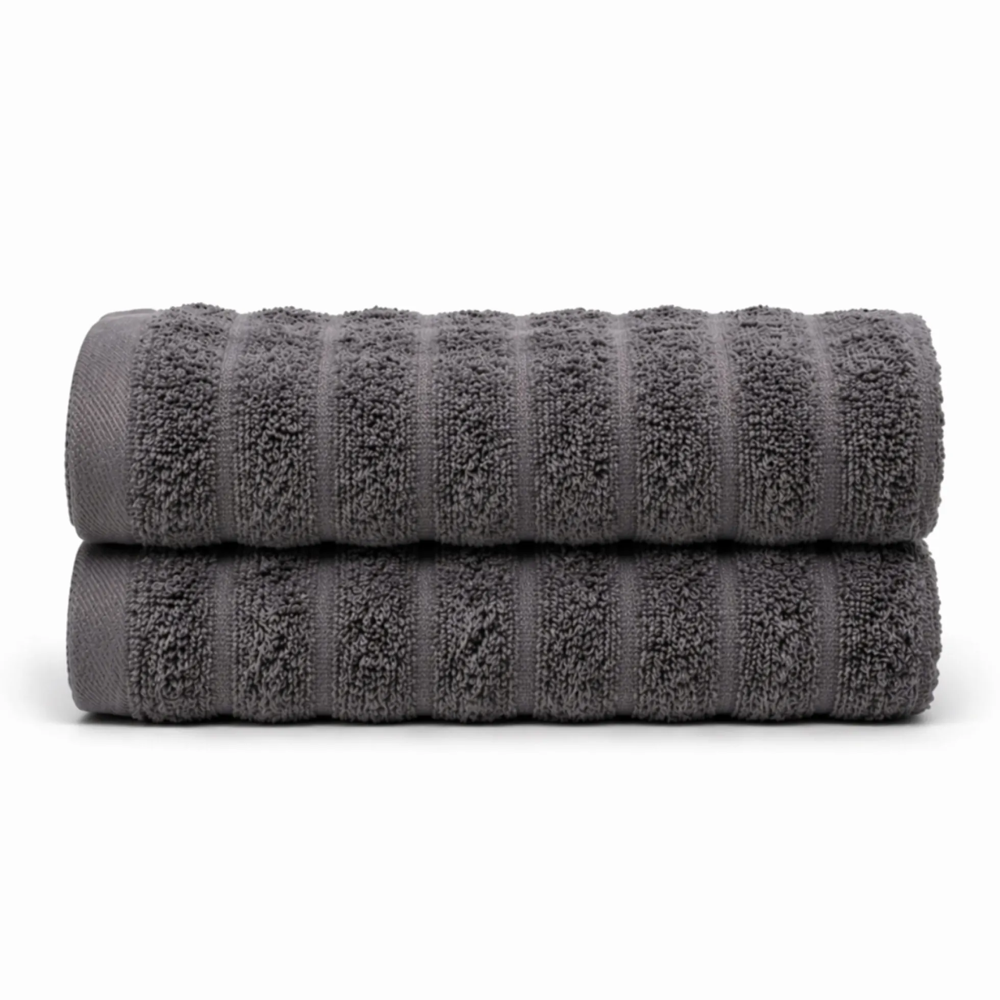 Bomulds håndklæder - 100% kæmmet bomuld - 50x100 cm - 2-pak - Mørkegrå