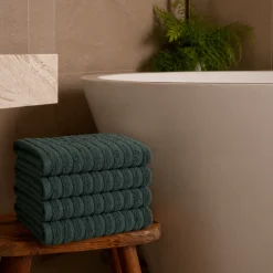 Bomulds håndklæder - 100% kæmmet bomuld - 50x100 cm - 2-pak - Mørkegrøn