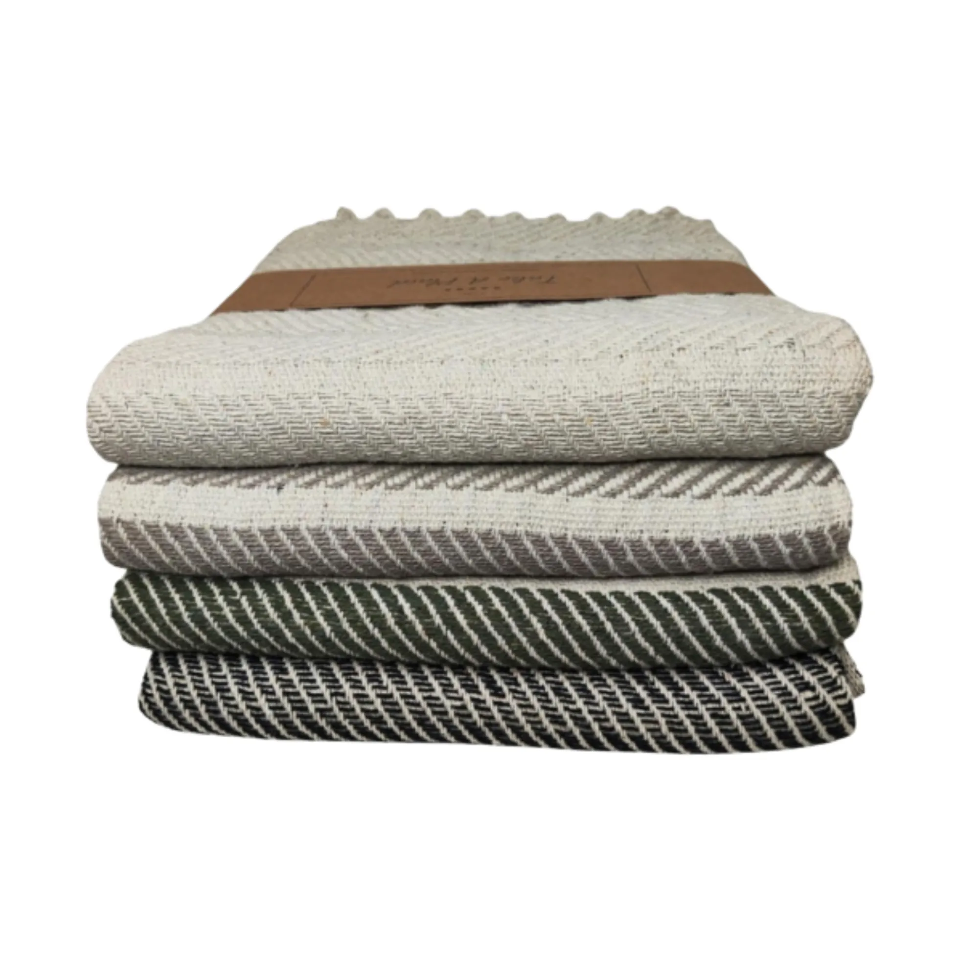Bomulds plaid - 100% recycled bomuld - 130x180 cm - Hvid med sort mønster