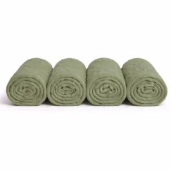 Bomulds vaskeklude - 100% bomuld - Vaskeklude 30x30 cm - 4-pak - Valmue - Lysegrøn