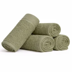 Bomulds vaskeklude - 100% bomuld - Vaskeklude 30x30 cm - 4-pak - Valmue - Lysegrøn