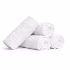 Bomulds vaskeklude - 100% bomuld - Vaskeklude 30x30 cm - 4-pak - Valmue - Hvid