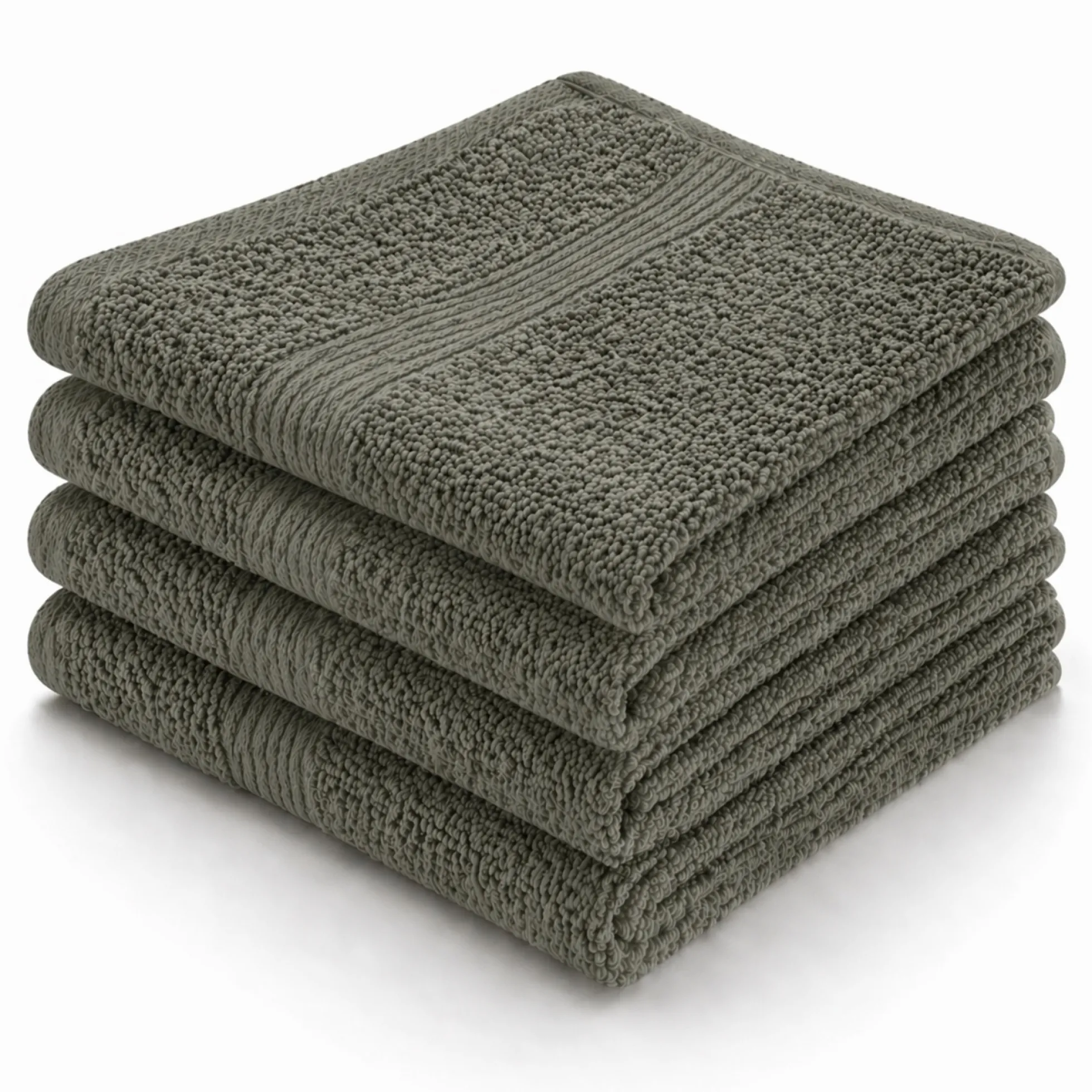 Bomulds vaskeklude - 100% bomuld - Vaskeklude 30x30 cm - 4-pak - Magnolia - Støvet grøn
