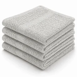 Bomulds vaskeklude - 100% bomuld - Vaskeklude 30x30 cm - 4-pak - Magnolia - Lysegrå