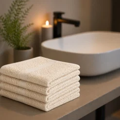 Bomulds vaskeklude - 100% bomuld - Vaskeklude 30x30 cm - 4-pak - Magnolia - Creme
