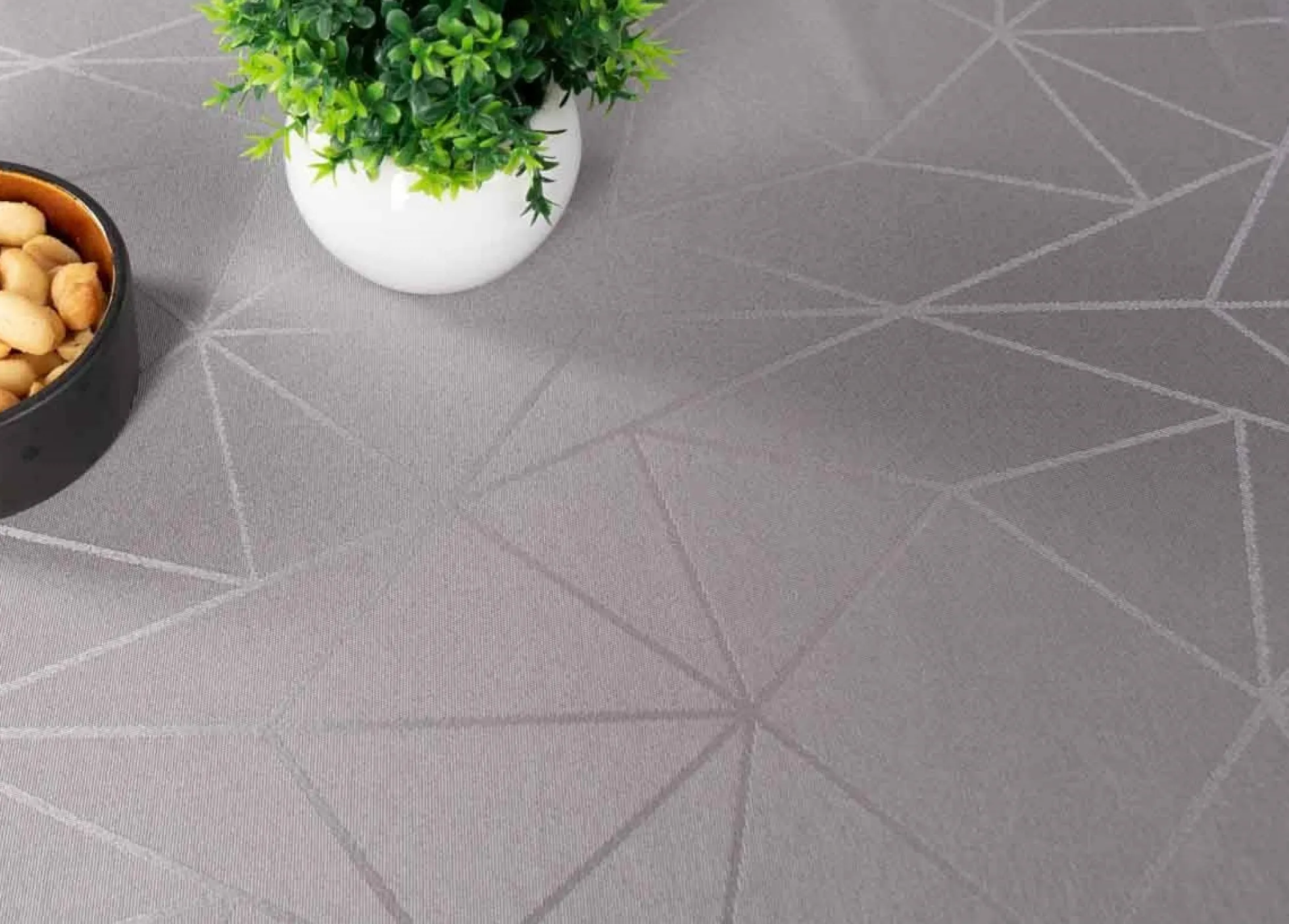 Borddug - 140x220 cm - Damask dug - Grå tekstildug - Jacquardvævet dug med geometrisk mønster - Eksklusiv festdug