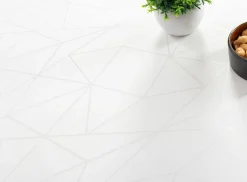 Borddug - 140x220 cm - Damask dug - Hvid tekstildug - Jacquardvævet dug med geometrisk mønster - Eksklusiv festdug