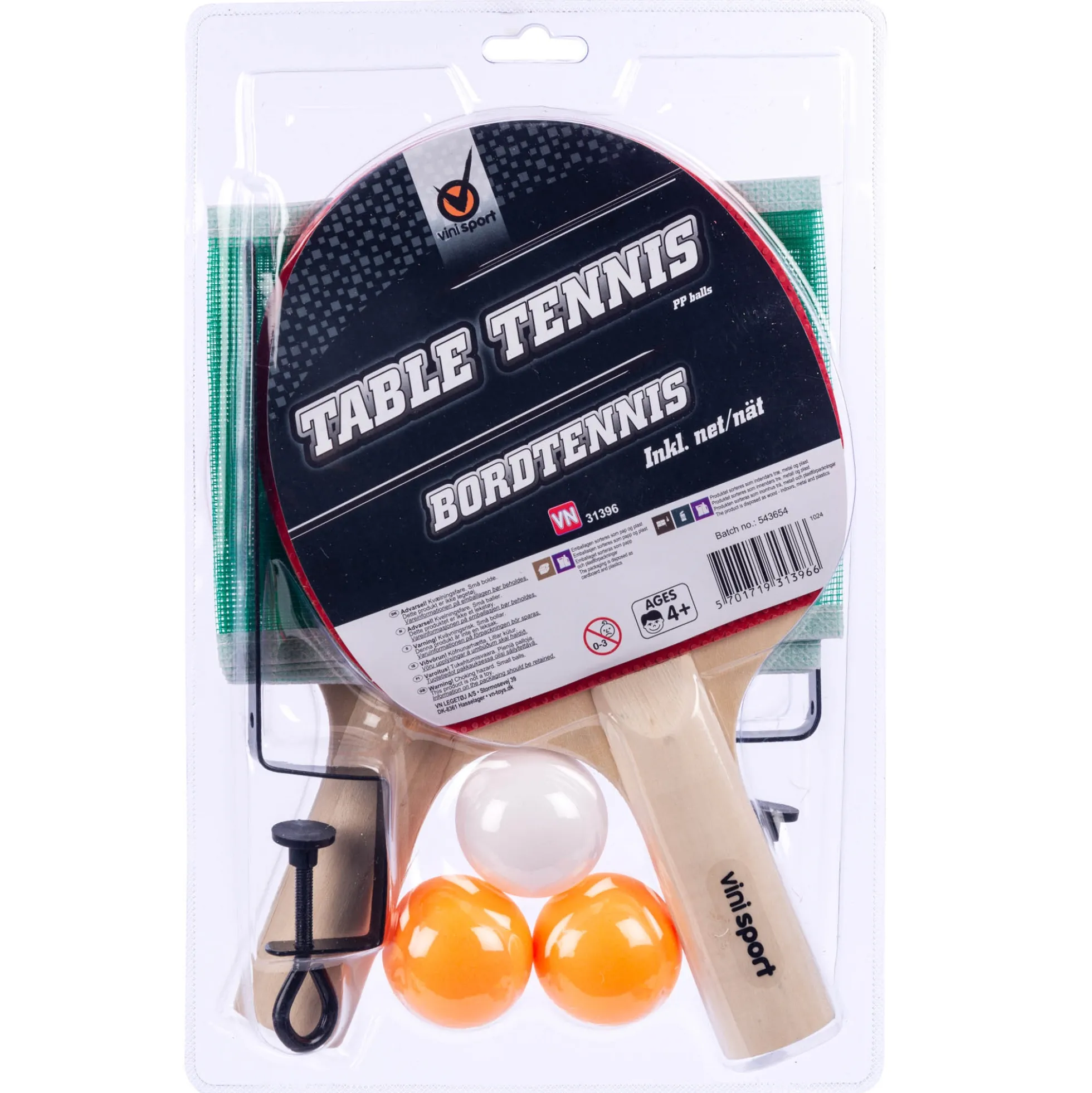Bordtennissæt - Inkl. 2 bats, 3 bolde og net