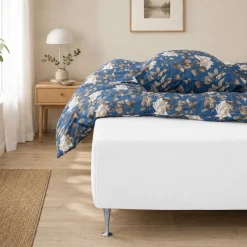 Boxlagen 160x200 cm - 100% Økologisk bomuldssatin - Hvid - GOTS certificeret bokslagen til madras