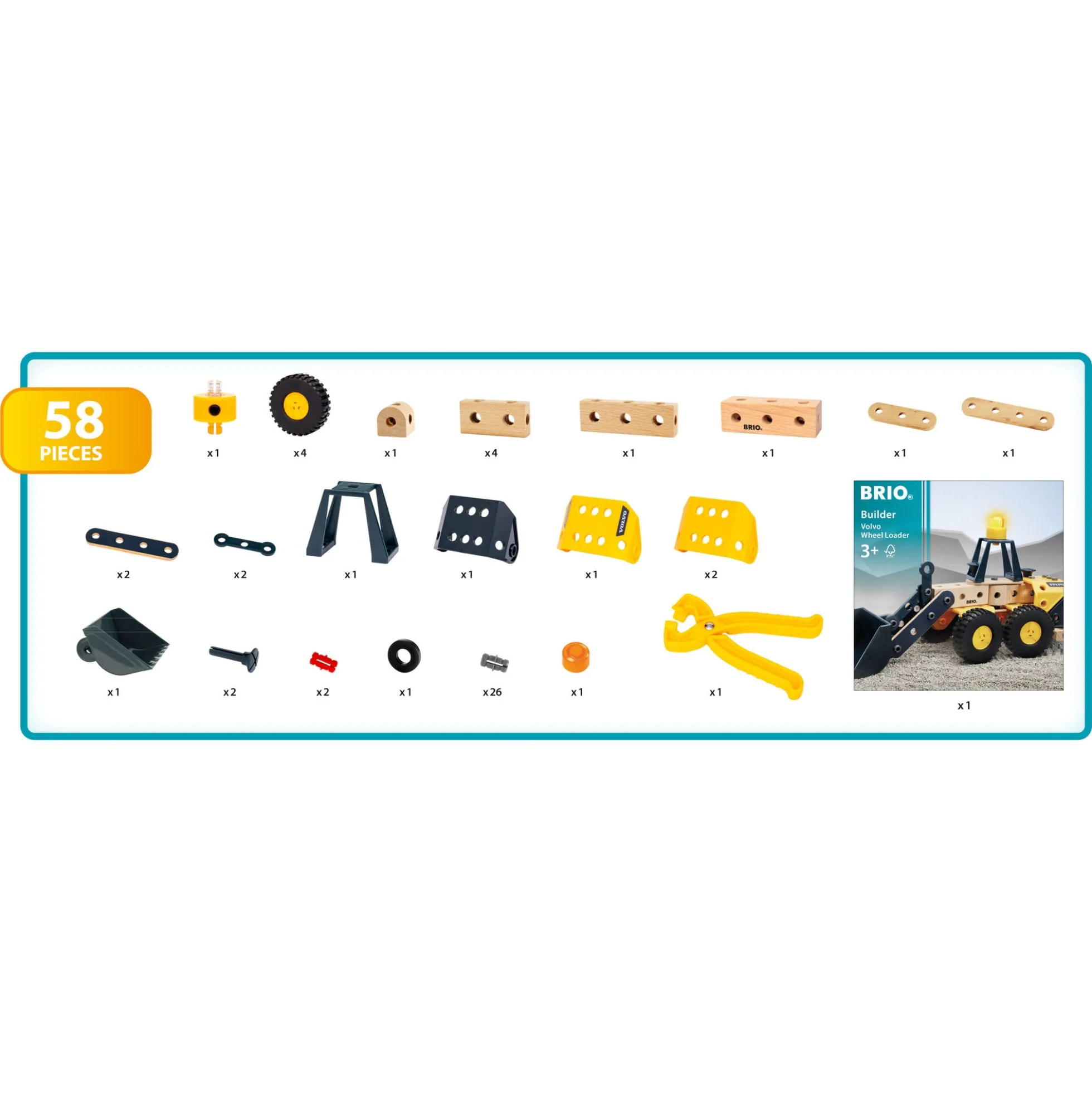 BRIO Builder Volvo gummiged - 34598