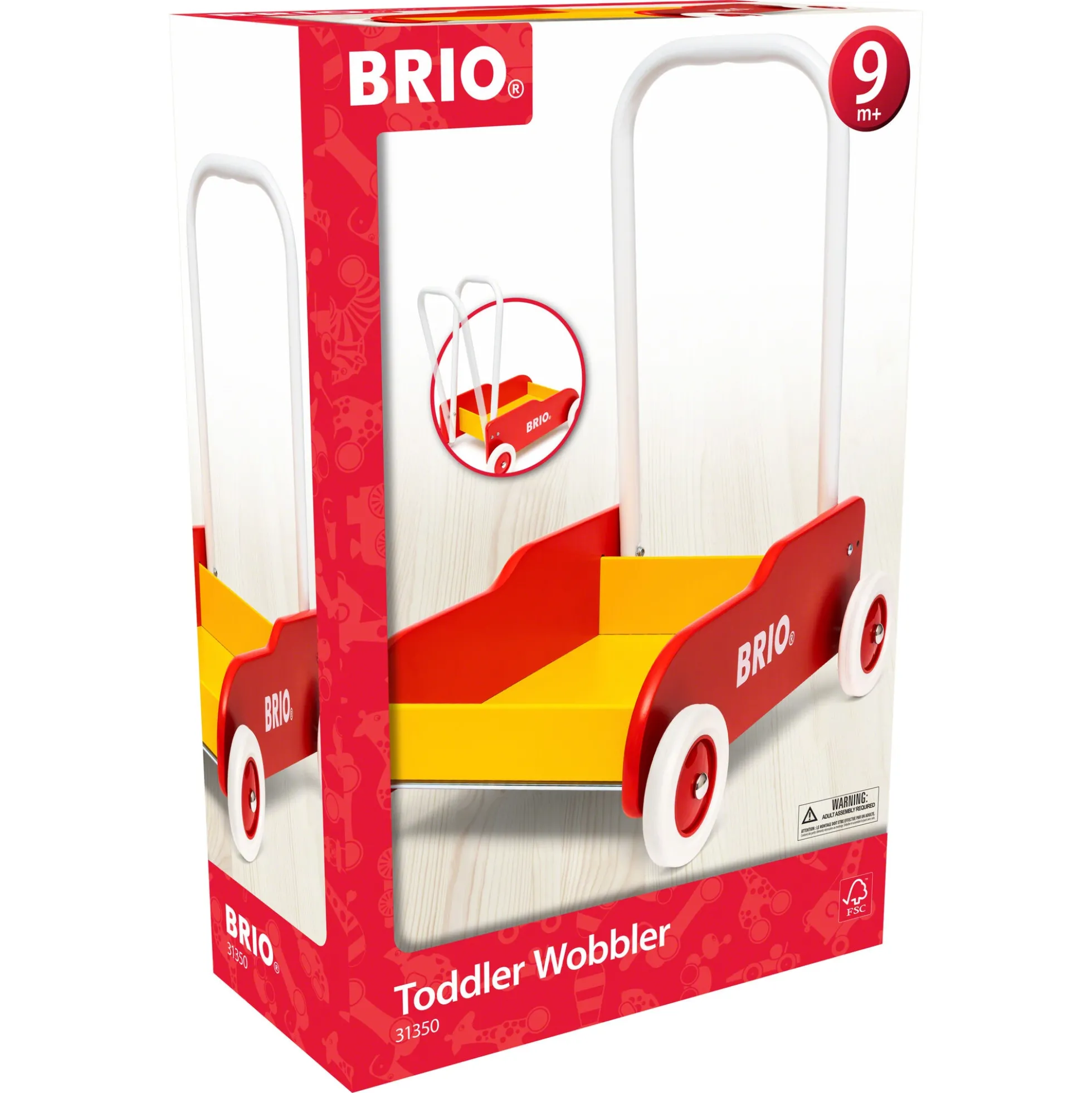 BRIO Lære-gå-vogn - rød/gul - BRIO-klassiker i træ - 31350