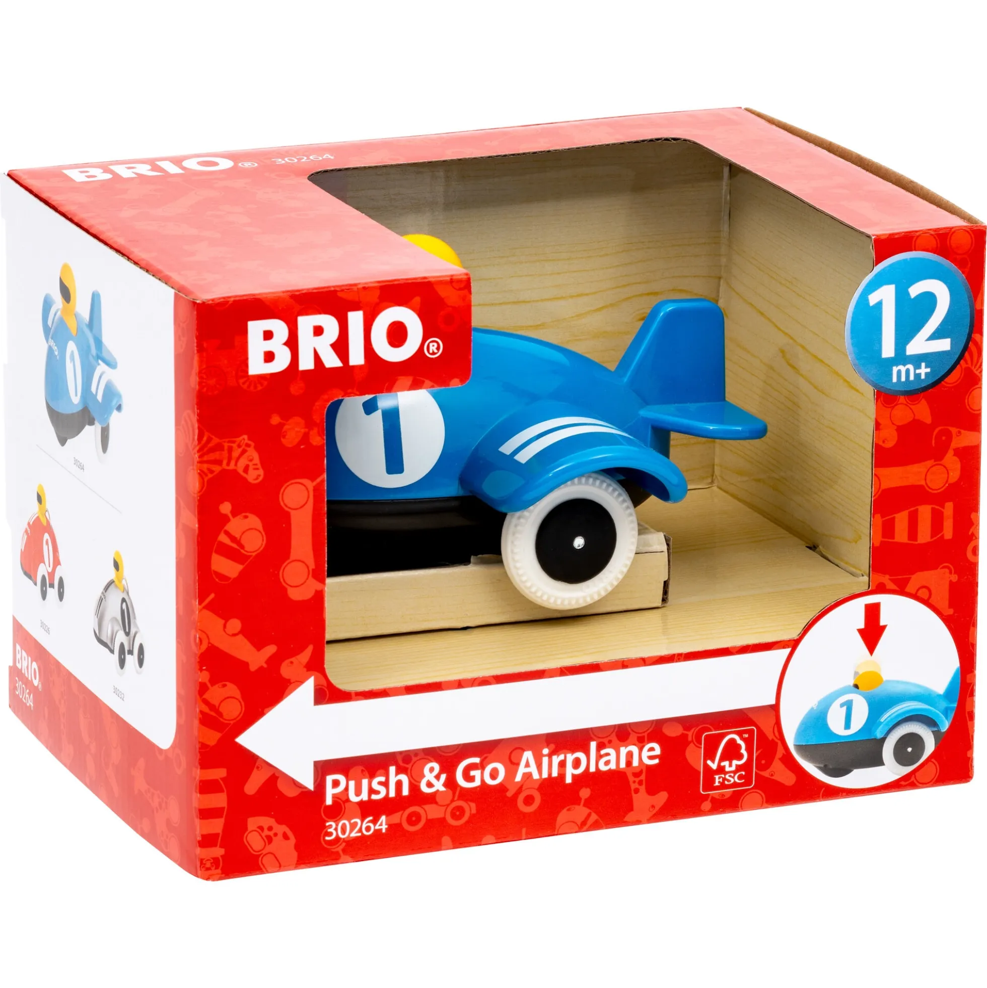 BRIO Push & Go Flyvemaskine - BRIO-klassiker i træ - 30264