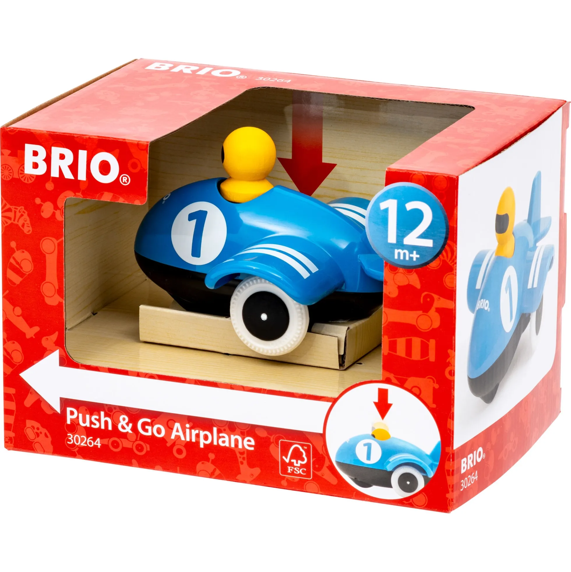 BRIO Push & Go Flyvemaskine - BRIO-klassiker i træ - 30264