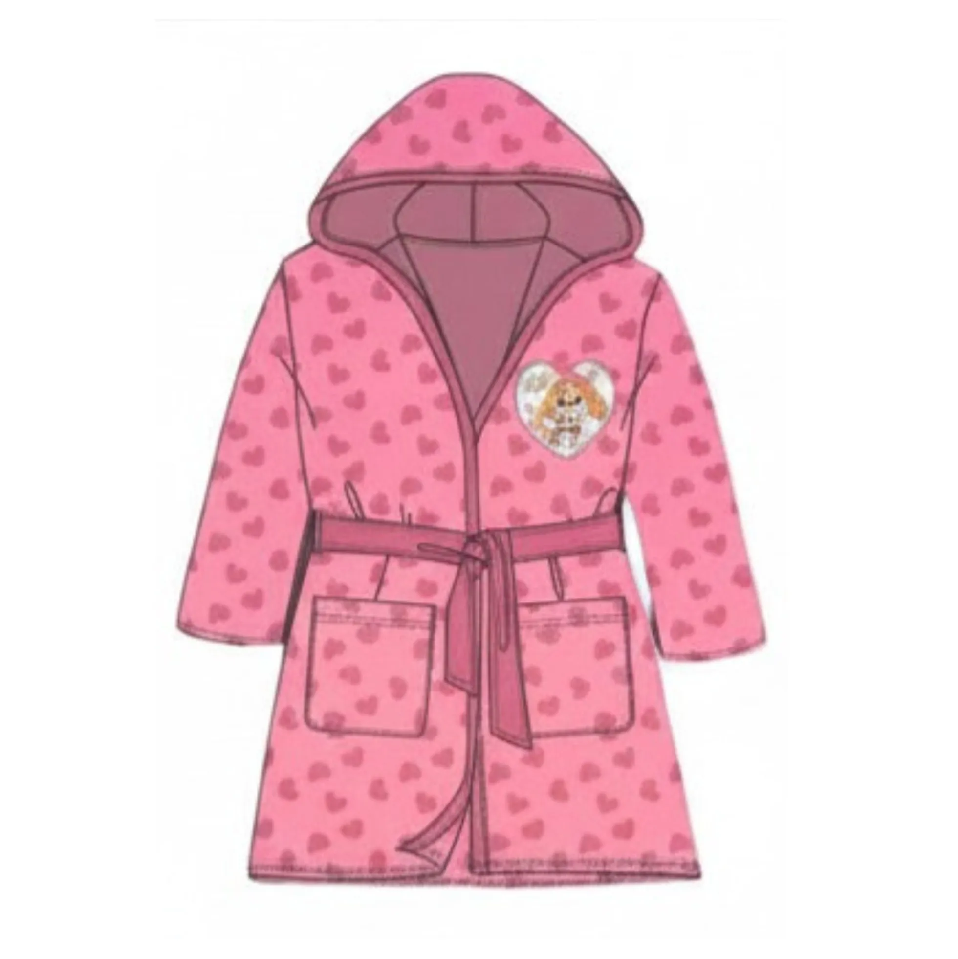 Børne badekåbe - Str. 7-8 år - Paw Patrol morgenkåbe til børn - Pink