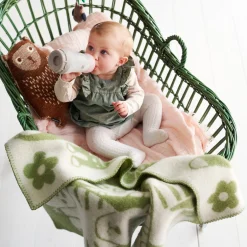 Børne uldplaid - 65x90 cm - 100% Økologisk lammeuld - Picnic Green Kids