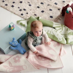 Børne uldplaid - 65x90 cm - 100% Økologisk lammeuld - Picnic Green Kids