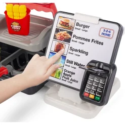 Burgerbar med touchskærm, kortlæser og tilbehør - køkkenlegetøj - 15+ dele