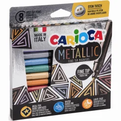 Carioca metallic stentusser - 8 farver til sten, mørkt papir og hobby