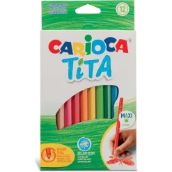 Carioca TiTA maxi farveblyanter - 12 farver med stærk 4 mm stift
