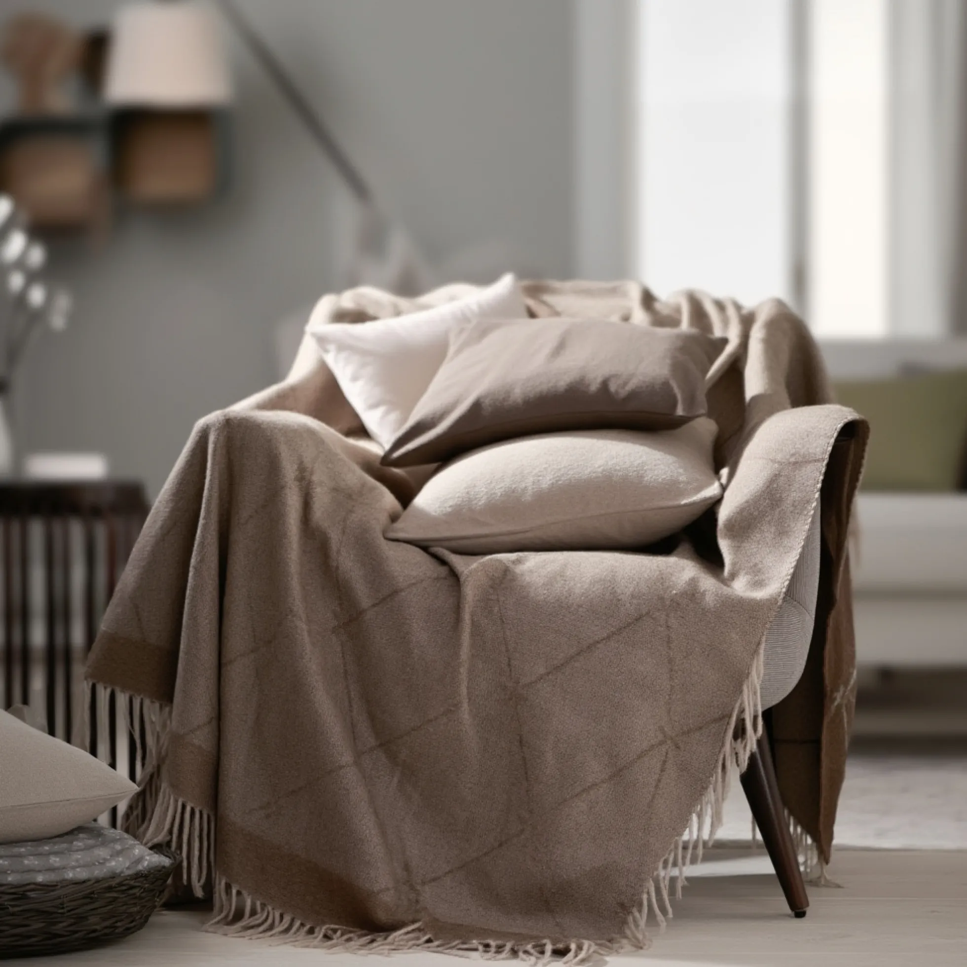 Cashmere uldplaid 130x200 cm - Toscana Spago naturfarvet plaid