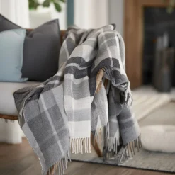 Cashmere uldplaid 130x200 cm - Toscana Bianco grå plaid