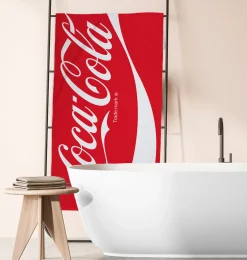 Coca Cola håndklæde - 70x140 cm - 100% bomuld - Blødt badehåndklæde med Coca Cola logo