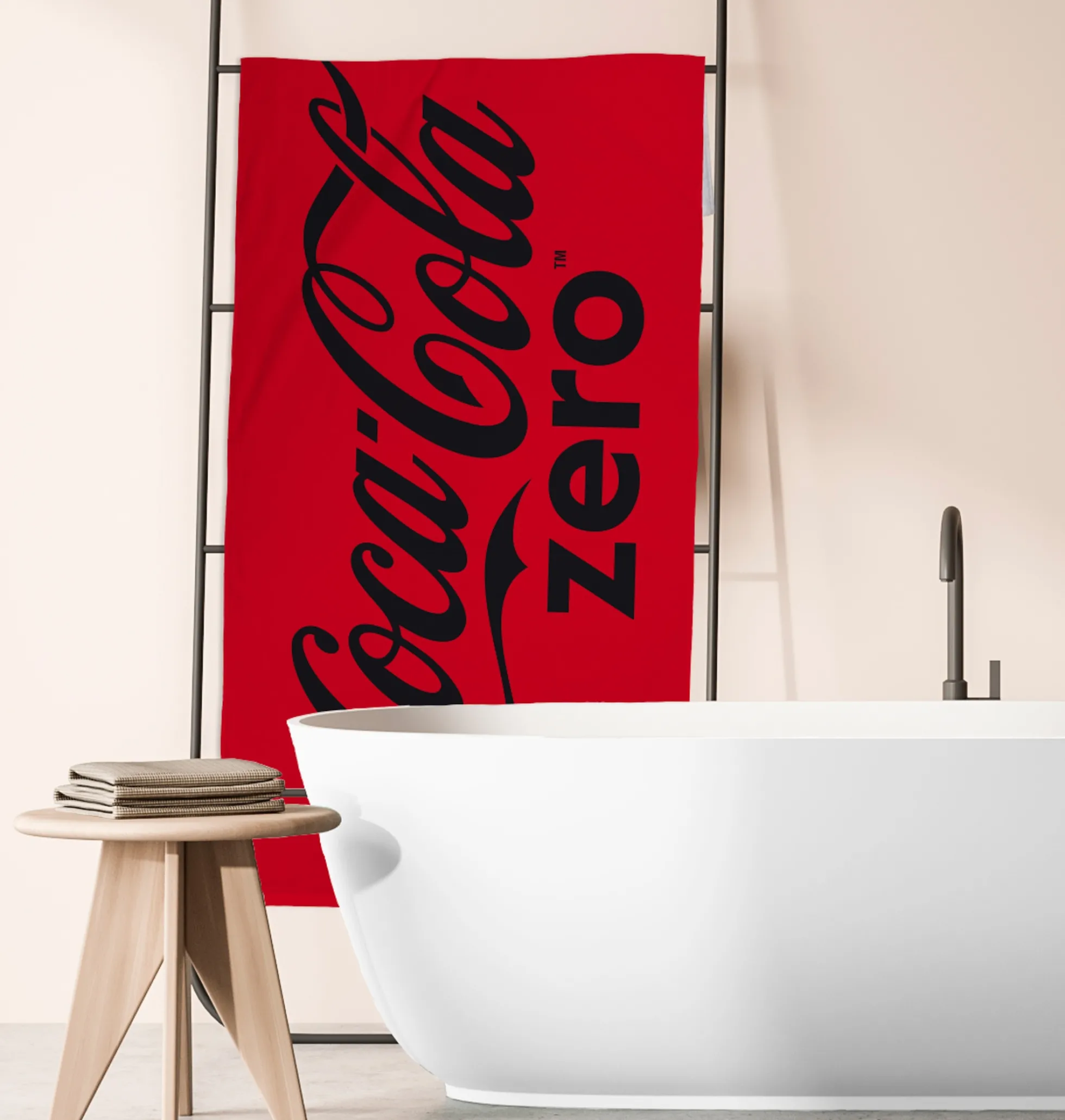 Coca Cola Zero håndklæde - 70x140 cm - 100% bomuld - Blødt badehåndklæde med Coca Cola Zero logo