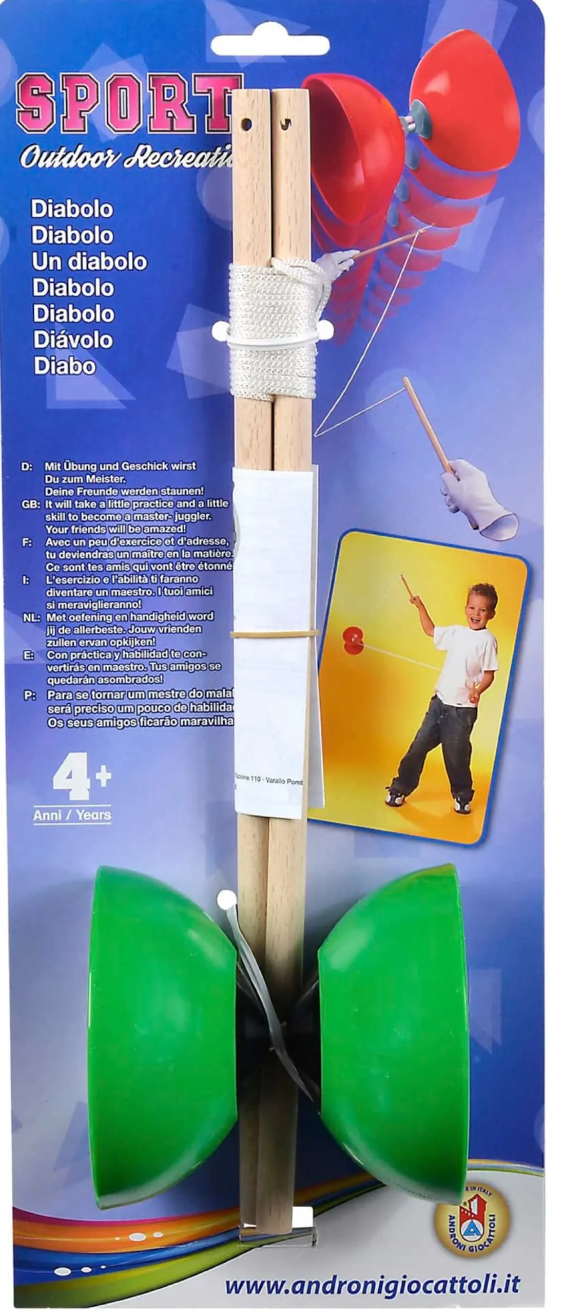Diabolo 35 cm - Klassisk jongleringslegetøj i grøn