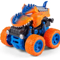 Dinosaur monstertrucks 16x19x13 cm - Sæt med to - Blå og orange